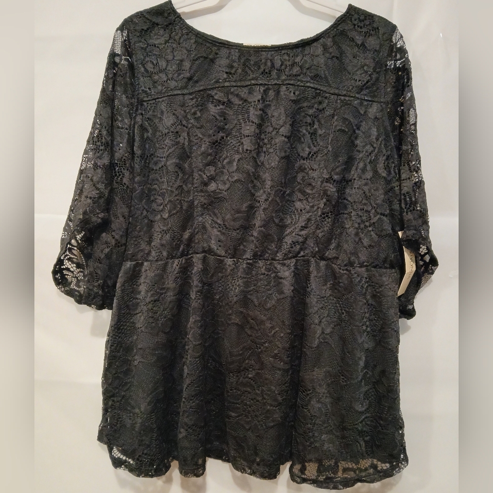 Kiyonna Elegant Black Lace Blouse
